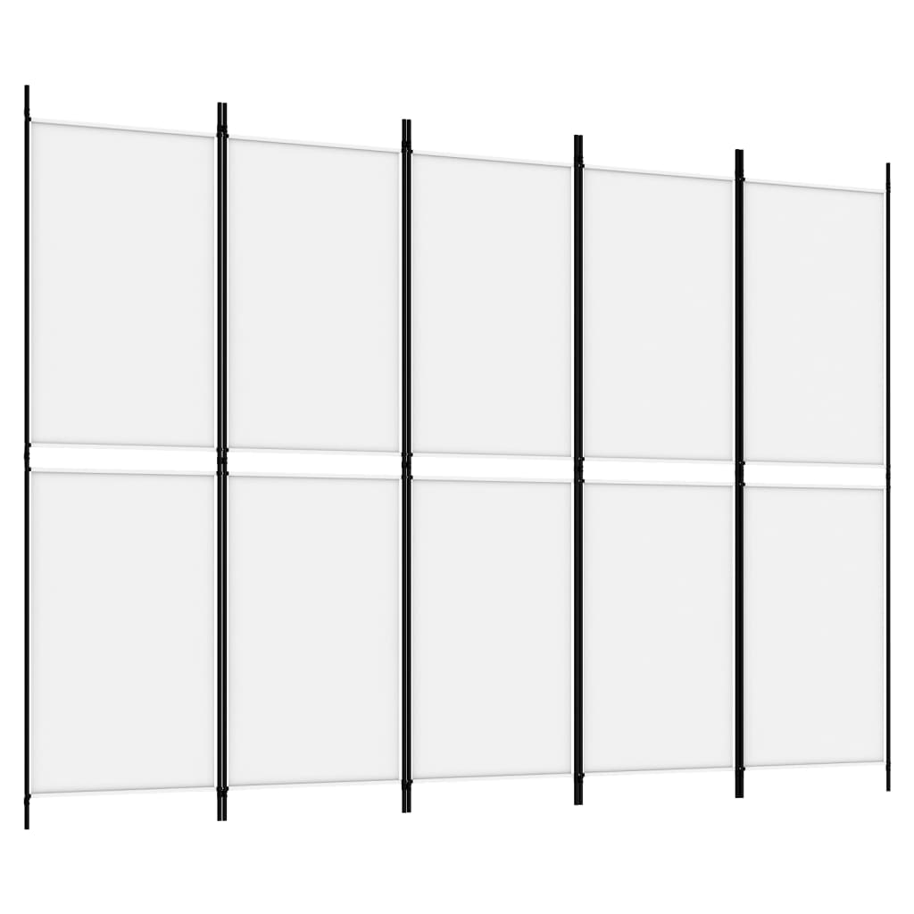 Biombo - separador de ambientes - divisória com 5 painéis 250x180 cm tecido branco