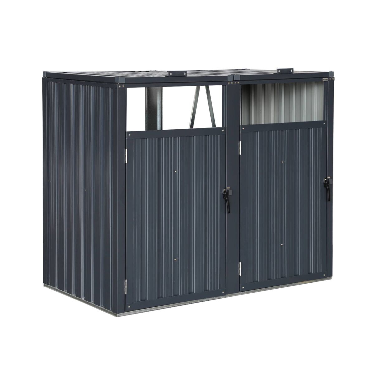 Sweeek Abrigo Para Caixote Do Lixo Em Aço Galvanizado Cinzento, Escaut, 146X82x124 Cm Cinza