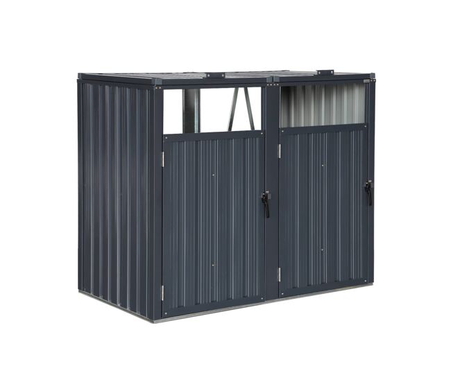 Abrigo para caixote do lixo em aço galvanizado cinzento, escaut, cinza, 146x82x124 cm