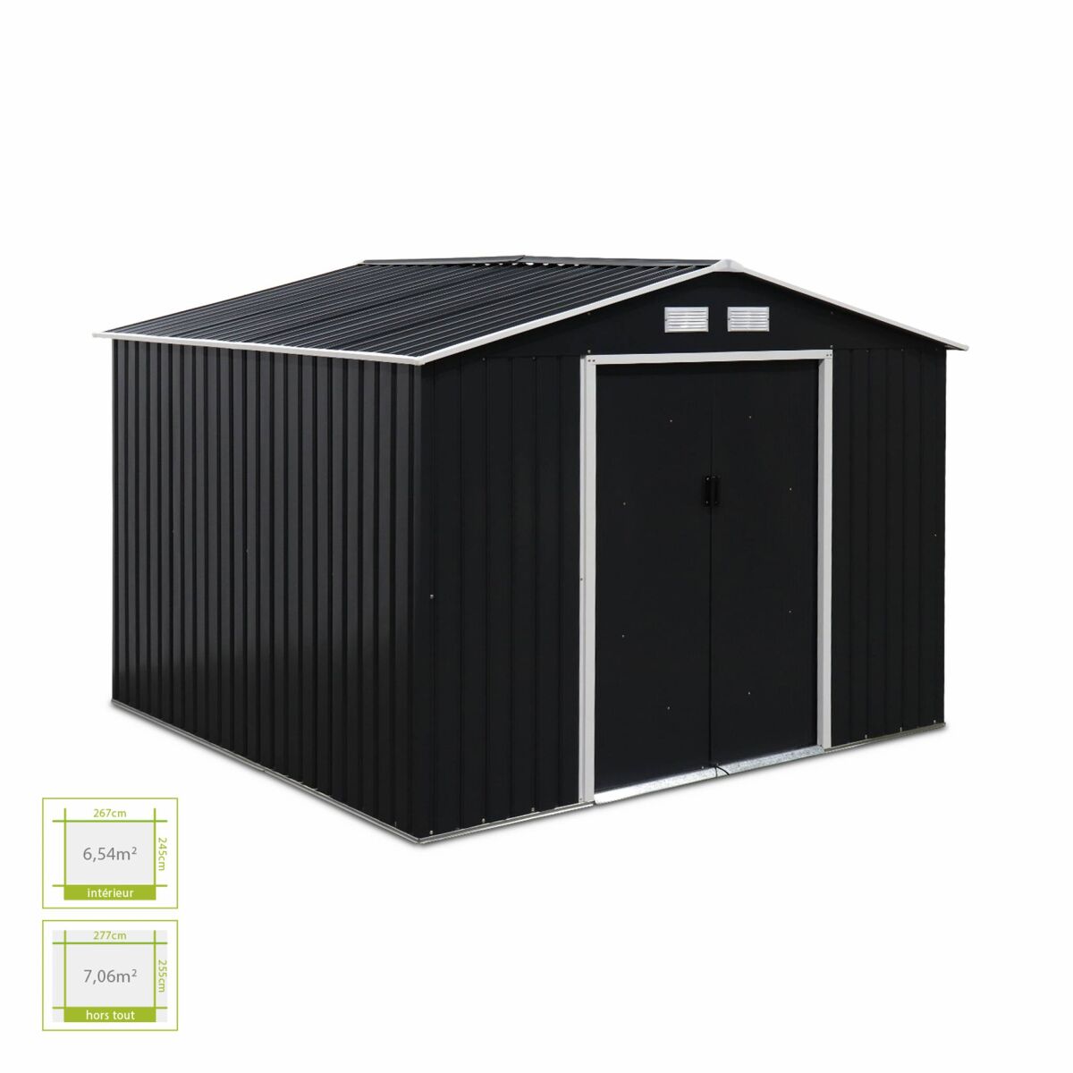 Sweeek Galpão Metálico Para Jardim, 7.06M², Calaisis, Antracite, 81X131x187 Cm Cinza