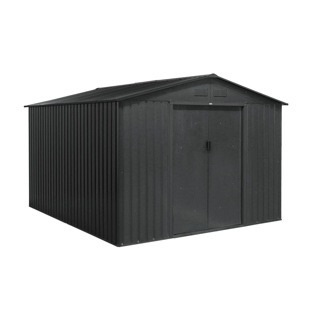Abrigo de jardim metálico 8,95m² com kit de ancoragem, flandre, antracite, 277x322x203 cm