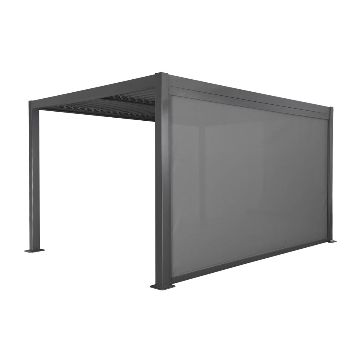 Pérgola bioclimática 3x4m de alumínio e acier + toldo 4m, palace 3x4m + acessório, antracite, 392x292x224 cm