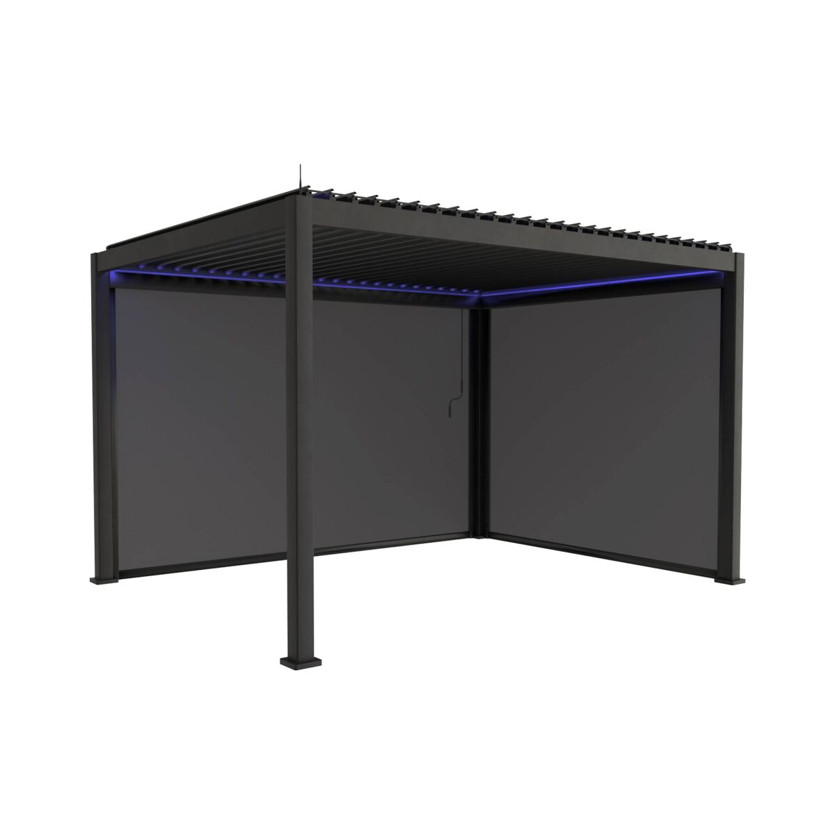 Pérgola bioclimática elétrica 3x4m com iluminação led + toldo 3m + toldo 4m, triomphe 3x4m led + acessórios, antracite, 300x400x300 cm
