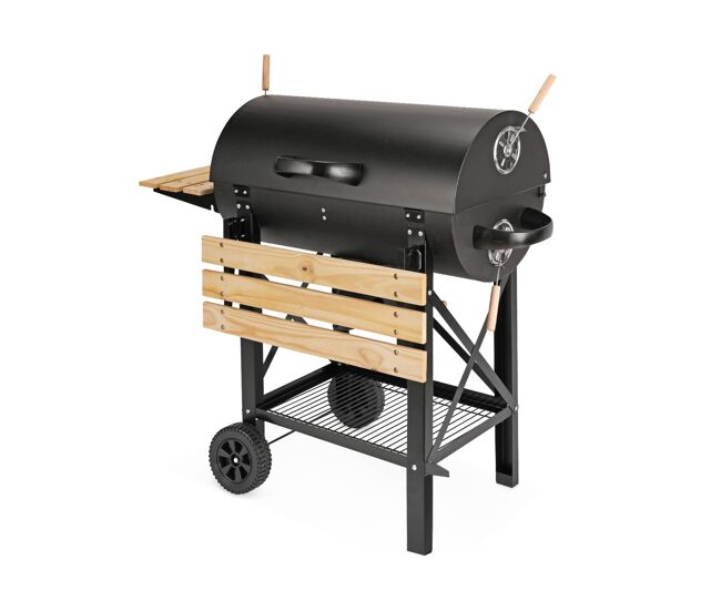 Barbecue americano com fumador a carvão, serge, preto, 115x75x122 cm