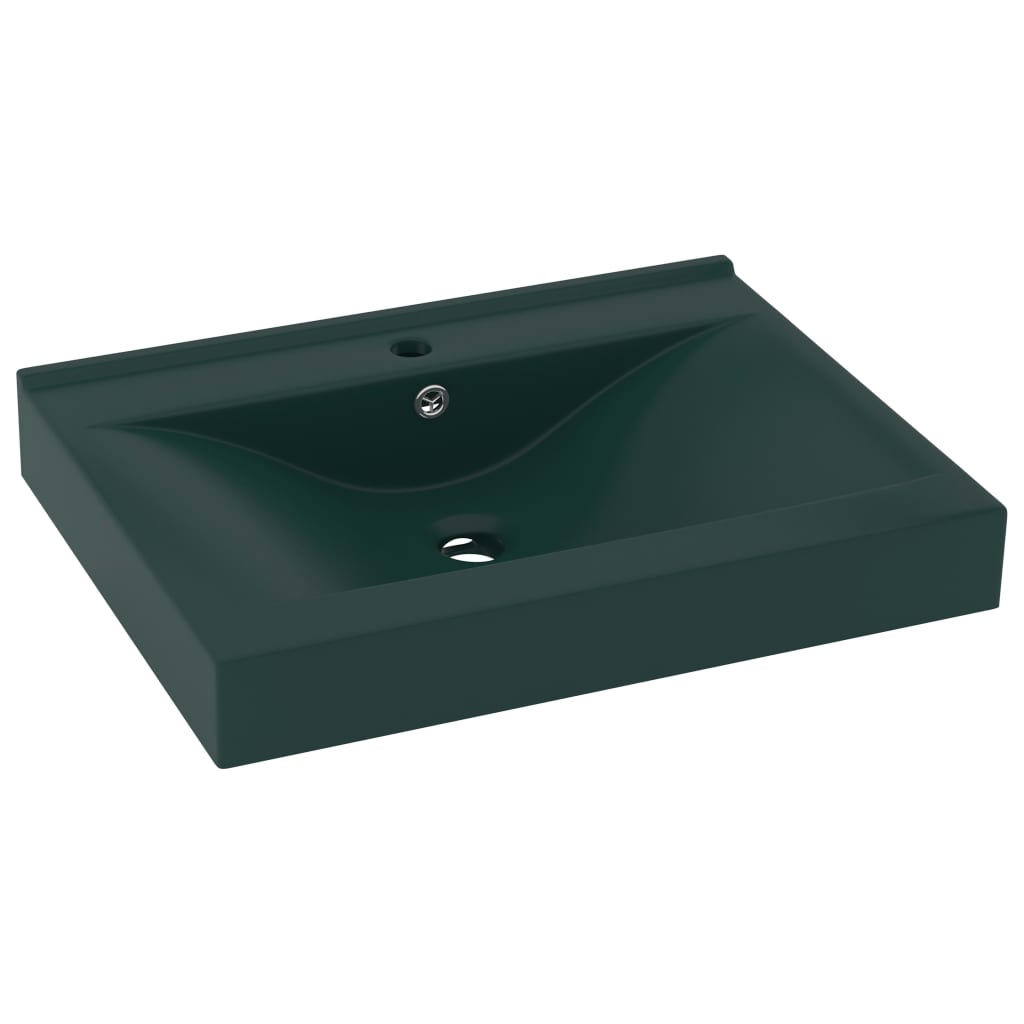 Lavatório - lavabo - pia de banheiro orifício torneira 60x46 cm cerâmica verde-escuro mate