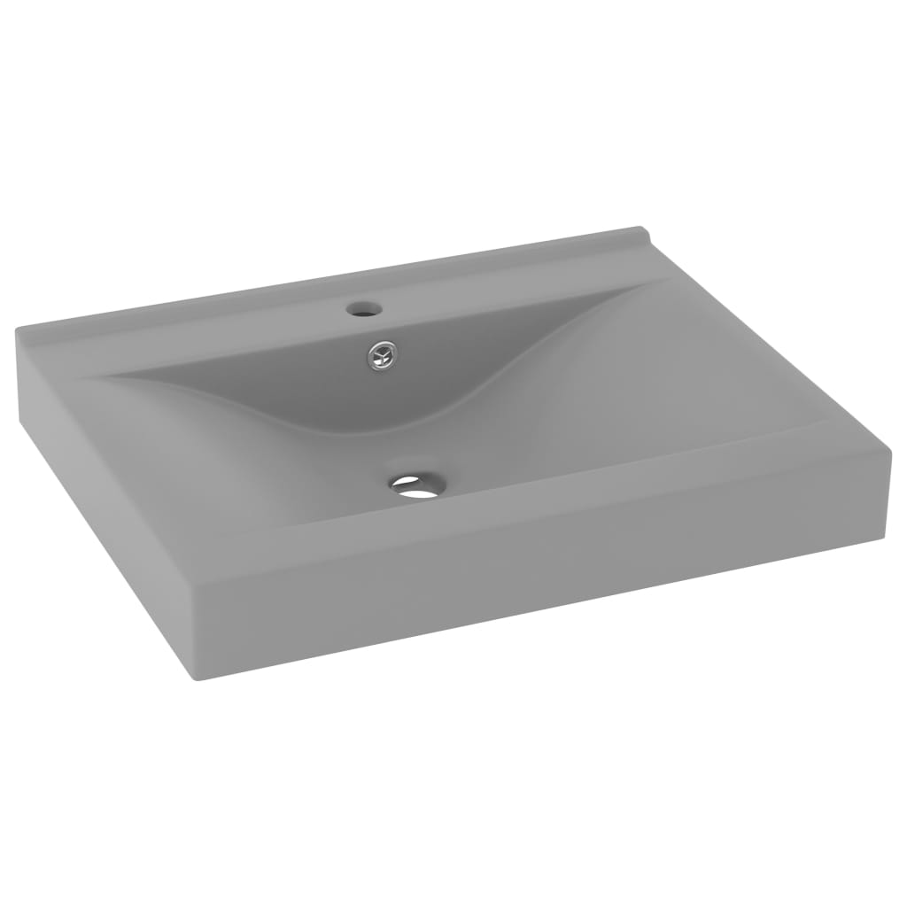 Lavatório - lavabo - pia de banheiro c/orifício torneira 60x46cm cerâmica cinza-claro mate