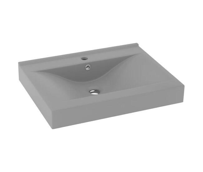 Lavatório - lavabo - pia de banheiro c/orifício torneira 60x46cm cerâmica cinza-claro mate