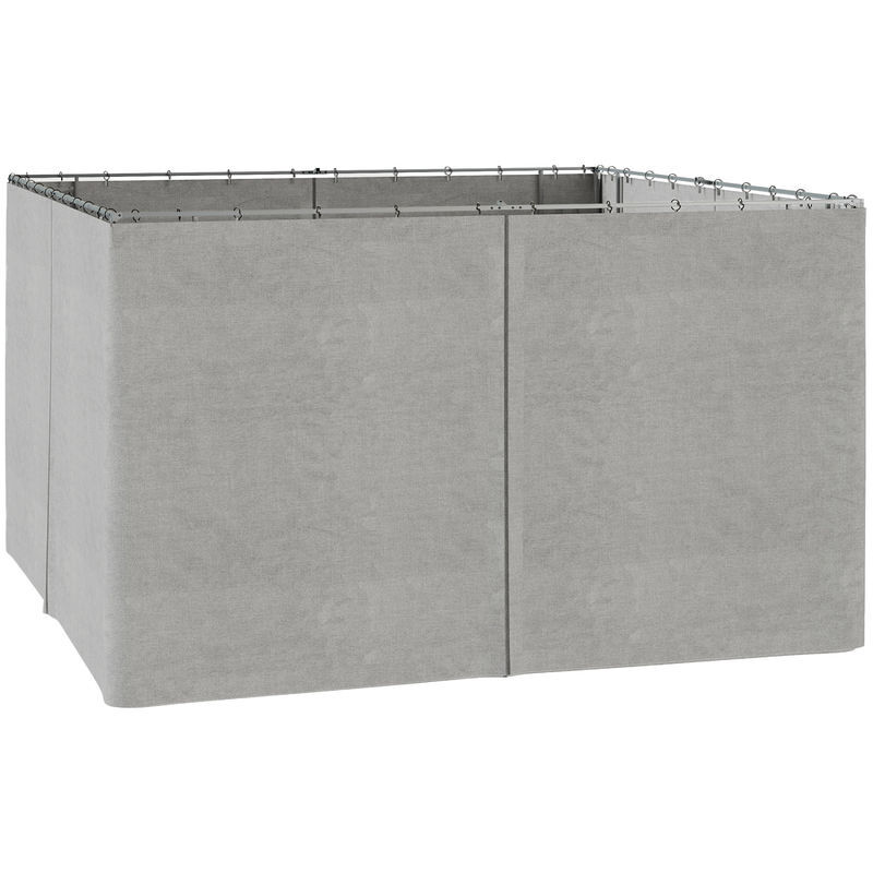 Outsunny 4 paredes laterais para tenda 352x205 cm laterais para tenda universal com ganchos e argola em c para tenda de jardim terraço cinza claro