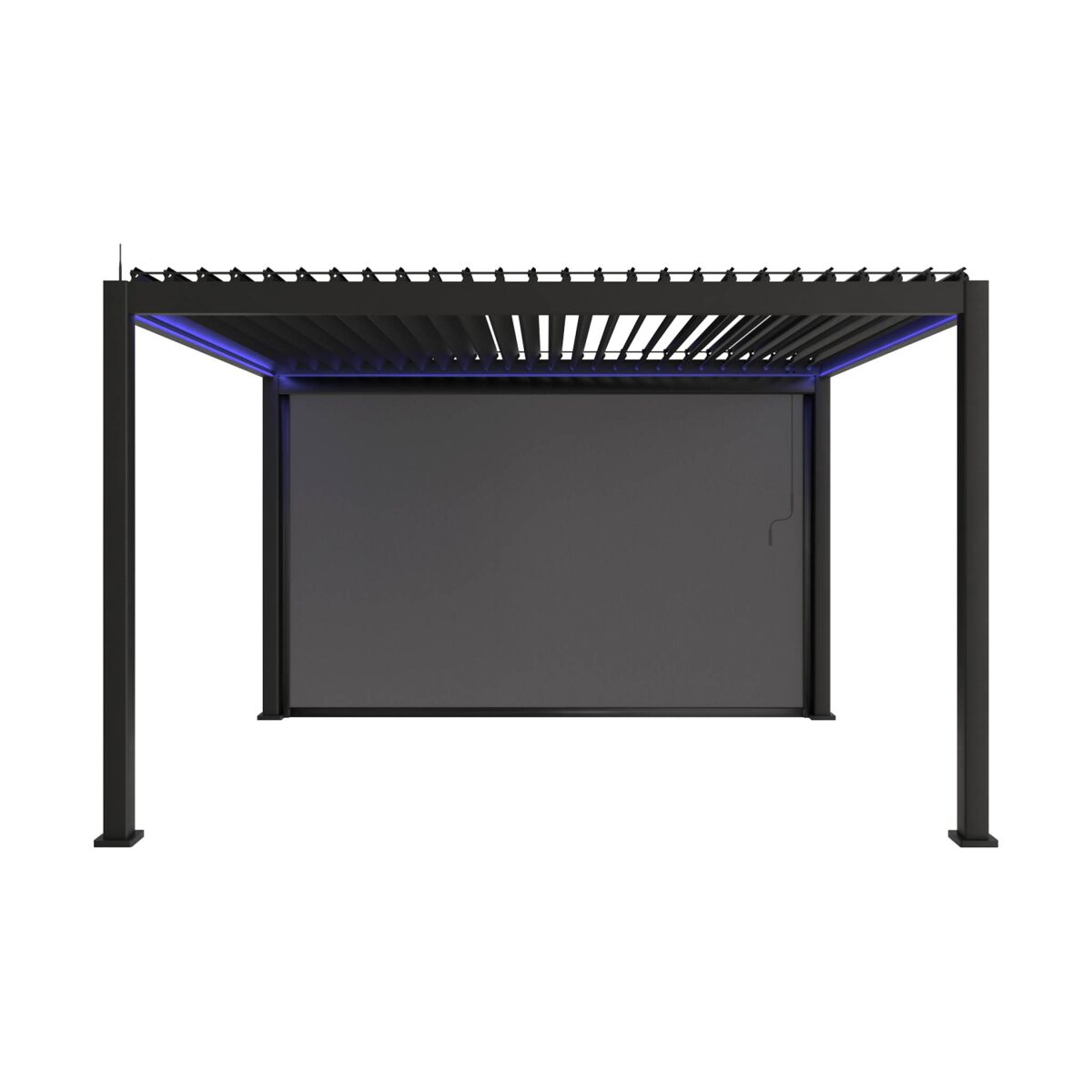 Pérgola bioclimática électrique 3x4 com iluminação led + toldo 4m, triomphe 3x4m led + acessório, antracite, 300x400x300 cm