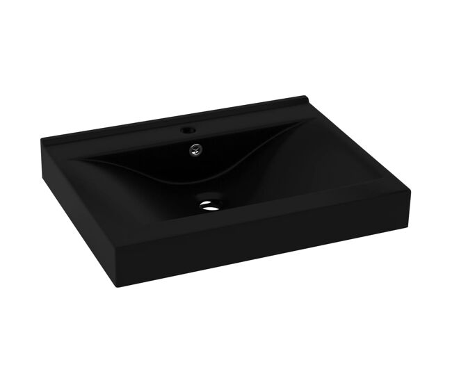 Lavatório - lavabo - pia de banheiro c/ orifício de torneira 60x46 cm cerâmica preto mate