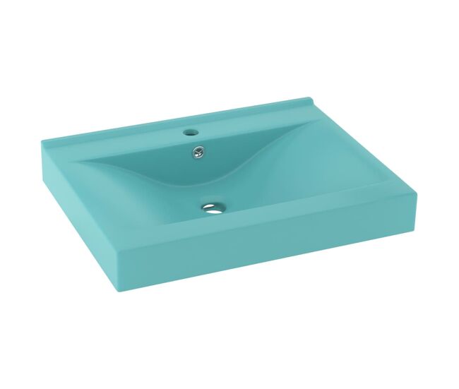 Lavatório - lavabo - pia de banheiro c/orifício torneira 60x46cm cerâmica verde-claro mate