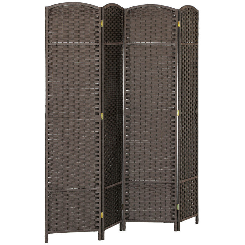 Homcom biombo de 4 painéis separador de ambientes dobrável 160x170 cm biombo separador de ambientes para sala de estar dormitório escritório marrom