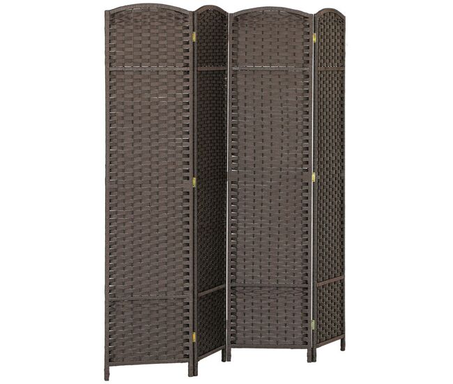 Homcom biombo de 4 painéis separador de ambientes dobrável 160x170 cm biombo separador de ambientes para sala de estar dormitório escritório marrom