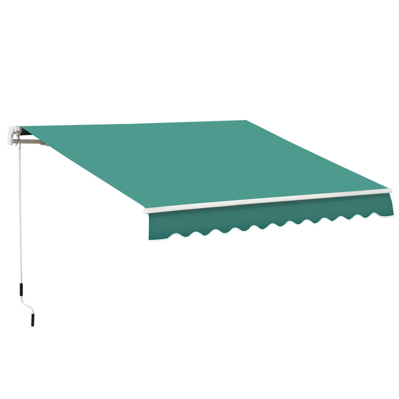 Outsunny toldo manual retrátil 3x2,5 m, toldo exterior para terraço com ângulo ajustável, braço articulado, montagem na parede, estrutura de alumínio,