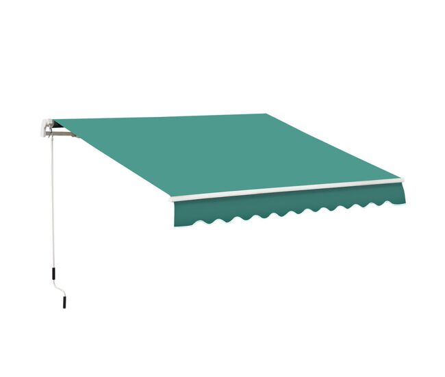 Outsunny toldo manual retrátil 3x2,5 m, toldo exterior para terraço com ângulo ajustável, braço articulado, montagem na parede, estrutura de alumínio,
