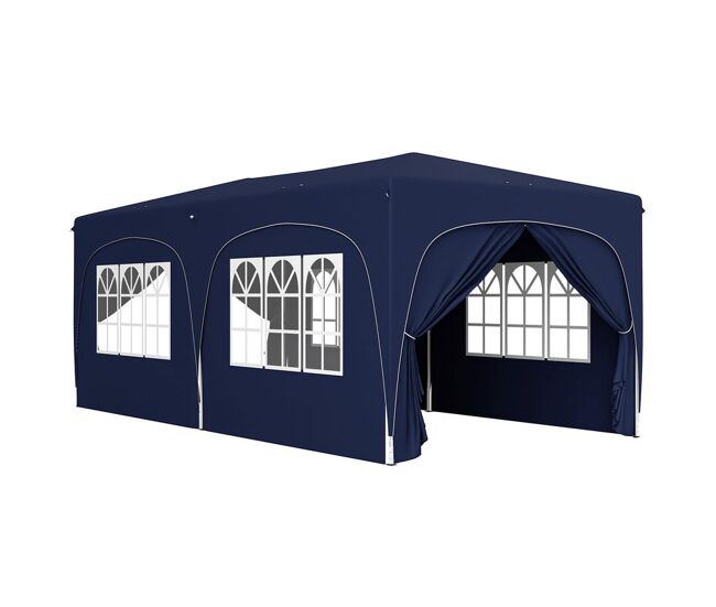 Outsunny tenda dobrável tenda 3x6 m com painéis laterais upf50+ tenda de jardim com altura ajustável e bolsa de transporte para campismo festas pátio