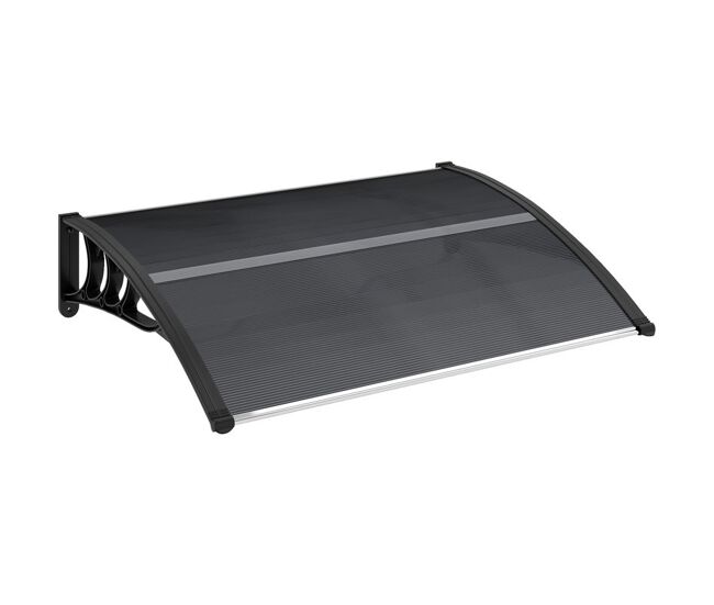 Outsunny marquise para portas e janelas 100x75x23 cm marquise de proteção contra sol e chuva com cobertura de policarbonato preto