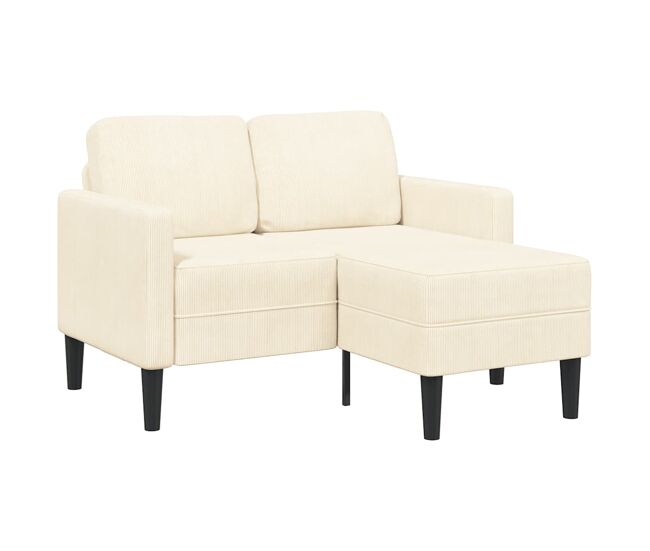 Sofá 2 lugares - sofá fixo com chaise em l 125 cm linho creme