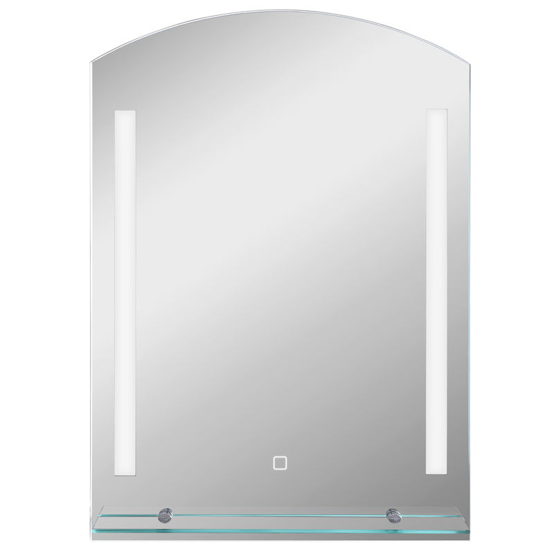 Kleankin espelho casa de banho com luzes led 70x50 cm espelho casa de banho com interruptor tátil iluminação ajustável função de memória e prateleira
