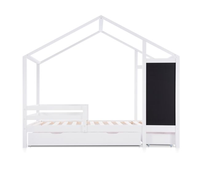 Cabine-cama 90x200 cm - madeira maciça - com ardósia e 2 gavetas - branco