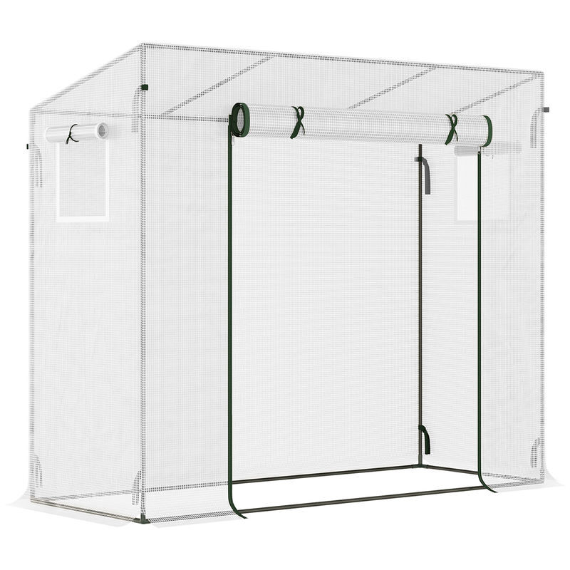 Outsunny estufa de jardim pequena estufa de exterior com janelas e estrutura de aço estufa para cultivar tomates plantas flores 200x76x168 cm branco