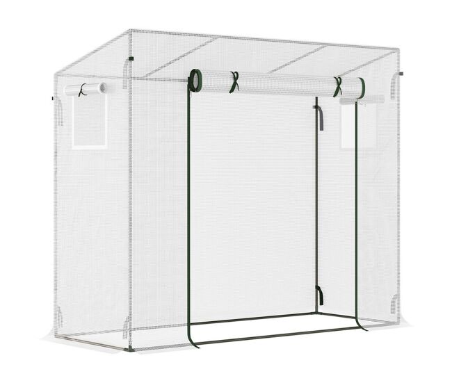 Outsunny estufa de jardim pequena estufa de exterior com janelas e estrutura de aço estufa para cultivar tomates plantas flores 200x76x168 cm branco