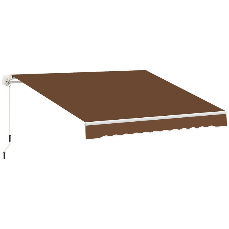 Outsunny toldo manual retrátil 3x2,5 cm, toldo exterior para terraço com ângulo ajustável, braço articulado, montagem na parede, estrutura de alumínio