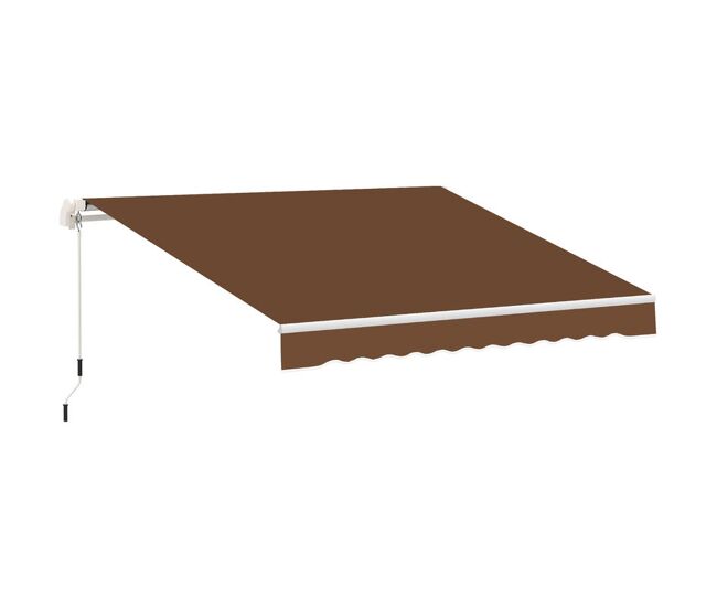 Outsunny toldo manual retrátil 3x2,5 cm, toldo exterior para terraço com ângulo ajustável, braço articulado, montagem na parede, estrutura de alumínio