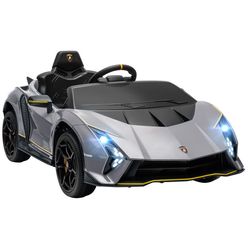 Aiyaplay carro électrique para enfants acima de 3 anos carro électrique lamborghini com bateria 12v controlo remoto faróis buzina arranque lento e música mp3 114,5x64x45,5 cm gris