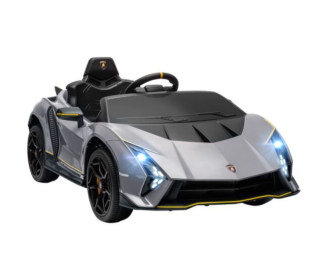 Aiyaplay carro électrique para enfants acima de 3 anos carro électrique lamborghini com bateria 12v controlo remoto faróis buzina arranque lento e música mp3 114,5x64x45,5 cm gris