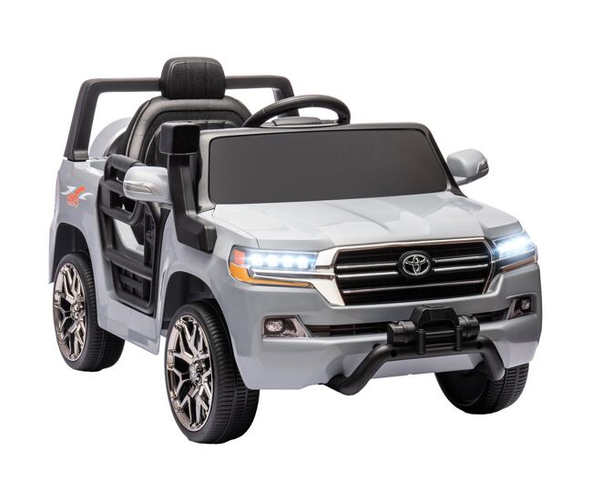 Aiyaplay carro électrique para enfants acima de 3 anos carro électrique toyota land cruiser com bateria 12v controlo remoto faróis buzina arranque lento e música mp3 107x65x55,5 cm gris