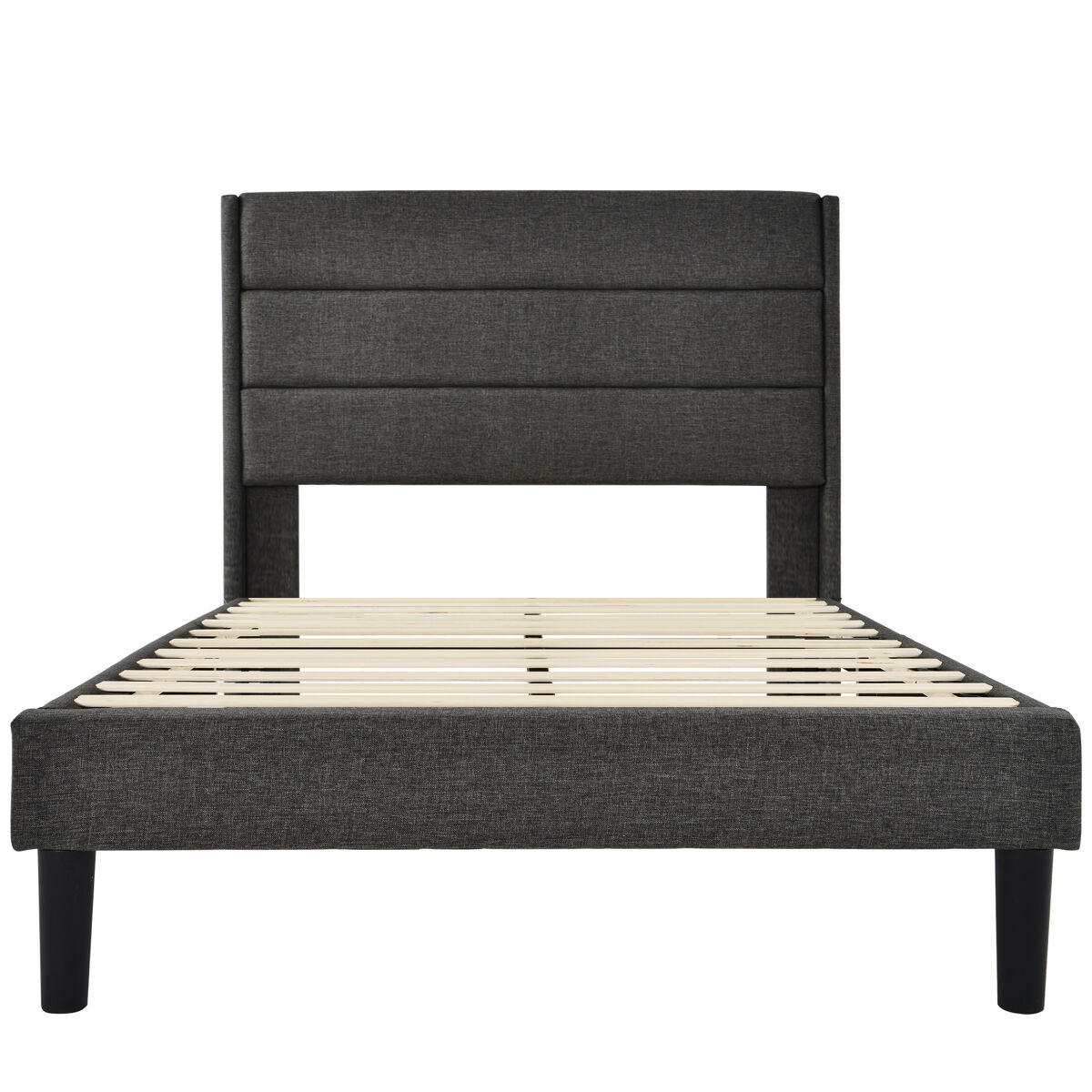 Cama estofada em linho - 90x200cm - estilo contemporâneo - cinzento