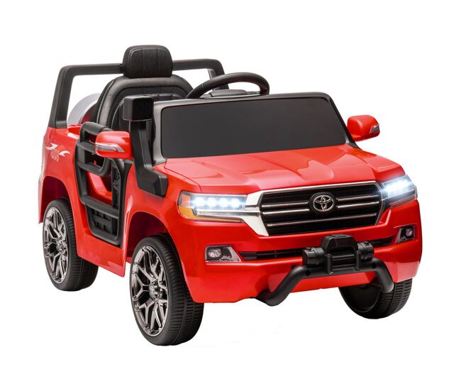 Aiyaplay carro électrique para enfants acima de 3 anos carro électrique toyota land cruiser com bateria 12v controlo remoto faróis buzina arranque lento e música mp3 107x65x55,5 cm rouge