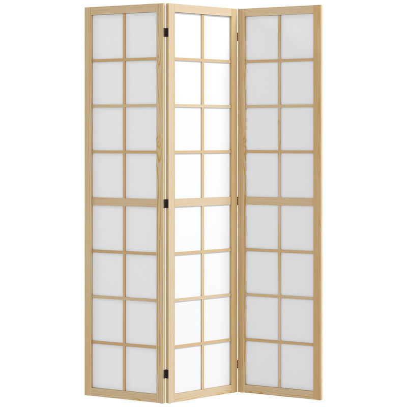 Homcom biombo dobrável de 3 painéis ecrã de privacidade separador de ambientes de interior para sala de estar dormitório e escritório 120x170 cm