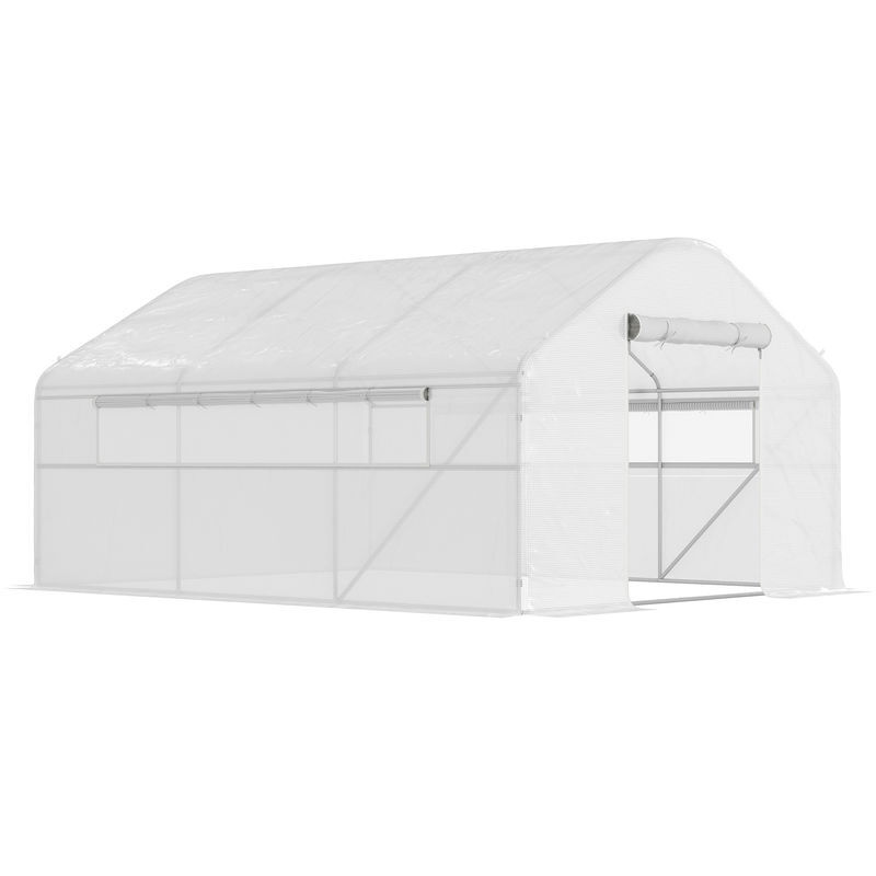 Outsunny estufa tipo túnel 4x3x2 m estufa de exterior com 2 janelas cobertura pe anti uv e 1 porta de enrolar com fecho de correr estufa para jardim