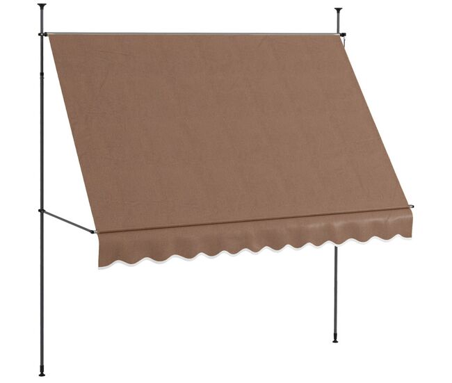 Outsunny toldo manual retrátil com manivela 300x120x210-300 cm toldo para varanda com altura ajustável impermeável e anti-uv para jardim terraço cinza