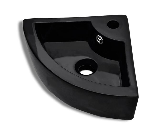 Lavatório - lavabo - pia de banheiro com extravasamento 45x32x12,5 cm preto