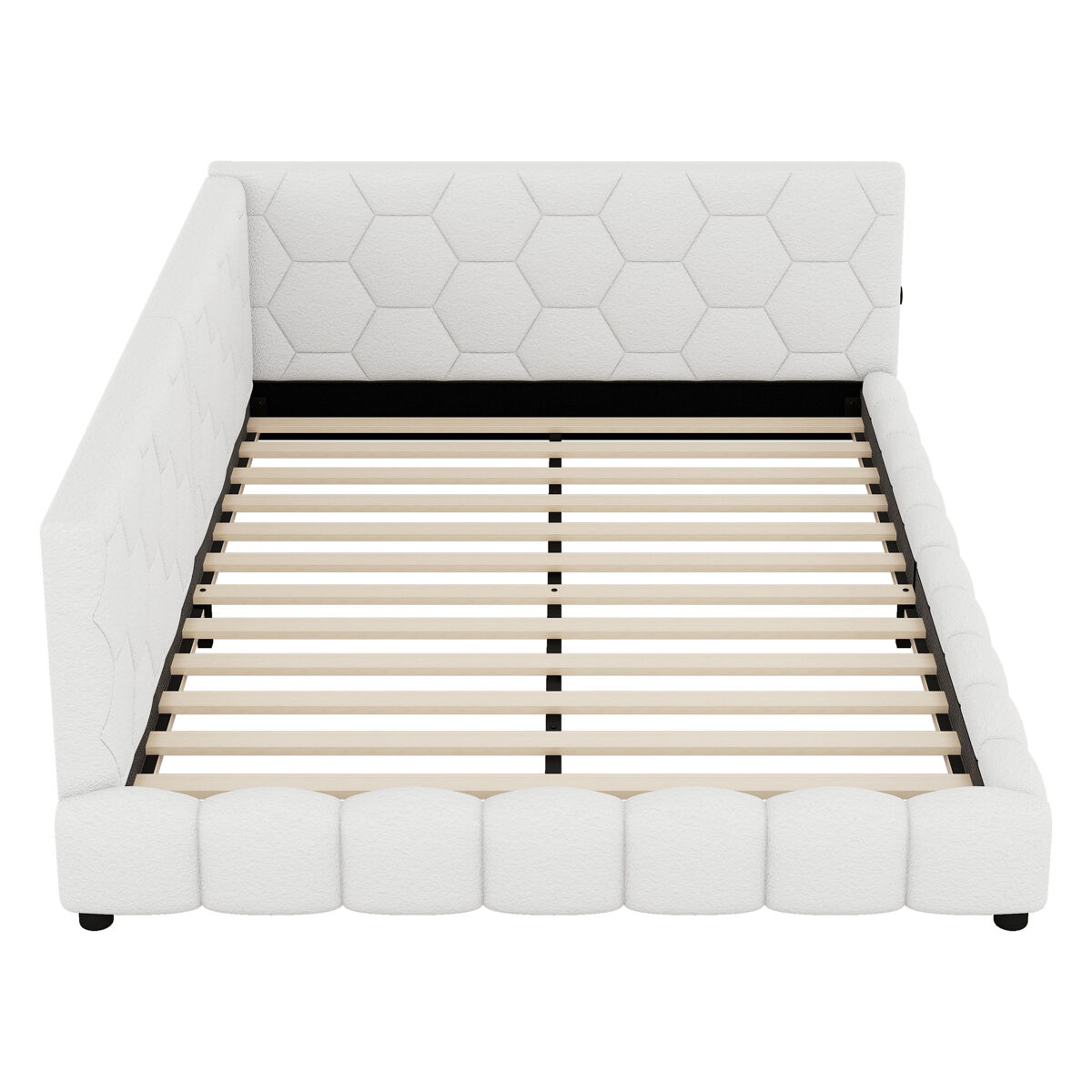Sofá-cama de veludo 140x200 cm - com led e porta usb - branco