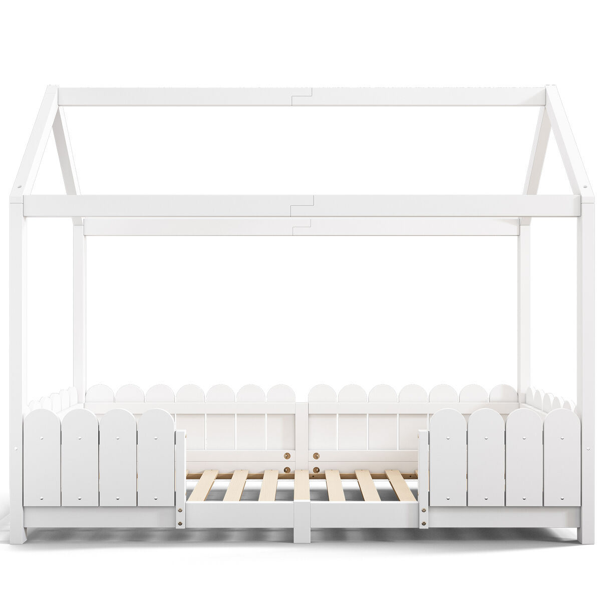 Cama de cabina 90x200cm madeira maciça - com proteção anti-queda - branco