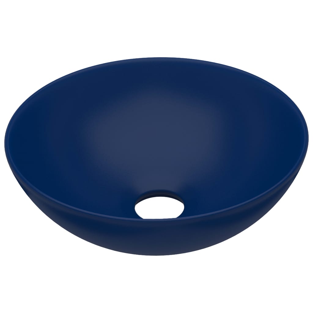 Lavatório - lavabo - pia de banheiro de casa banho redondo cerâmica azul-escuro