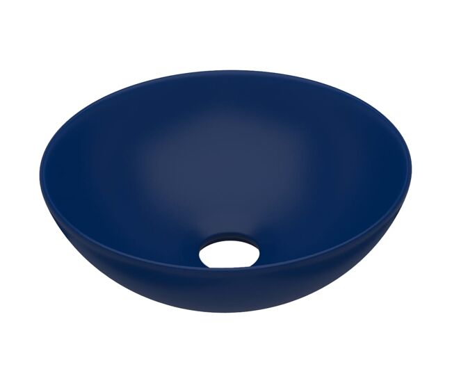 Lavatório - lavabo - pia de banheiro de casa banho redondo cerâmica azul-escuro