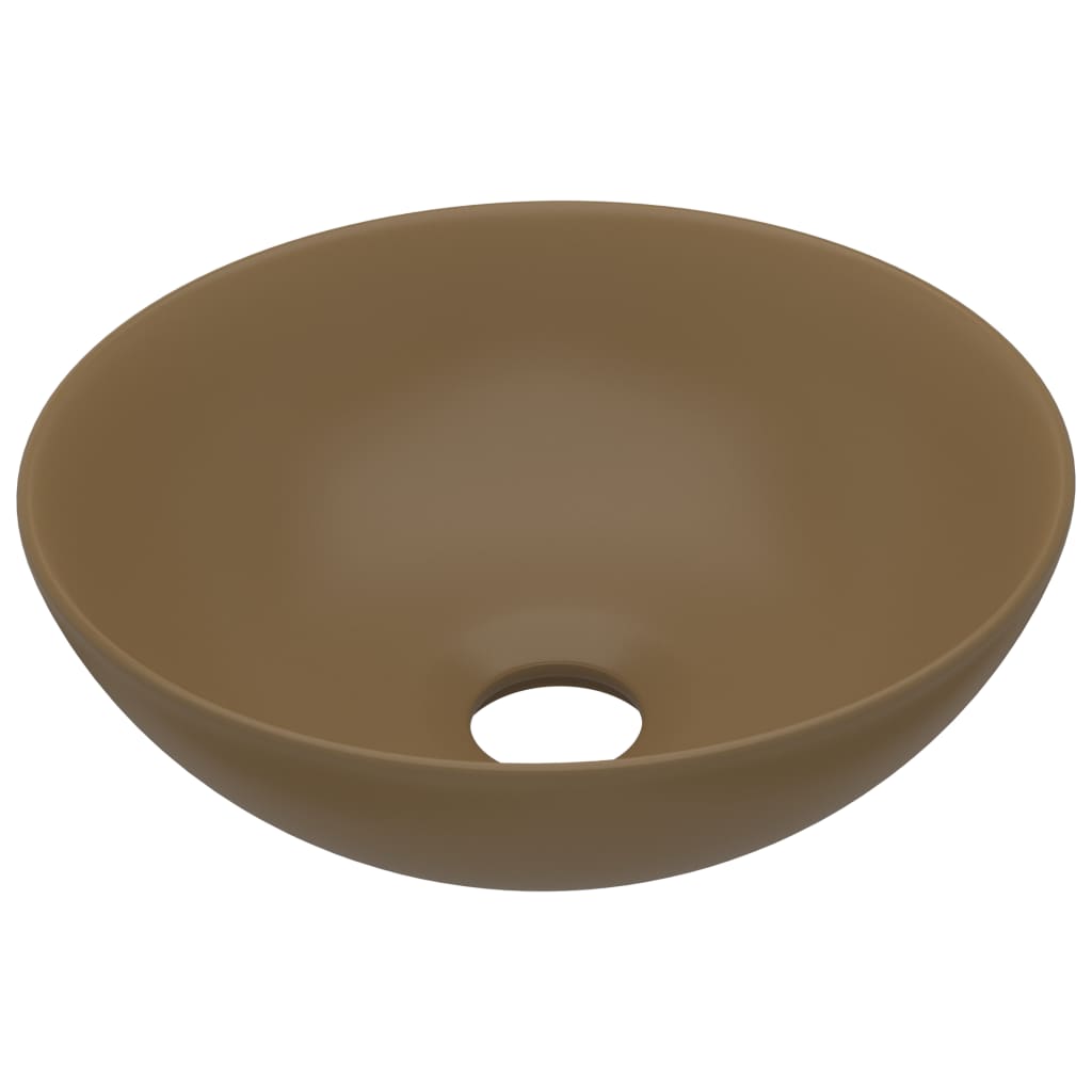 Lavatório - lavabo - pia de banheiro de casa de banho redondo cerâmica creme mate