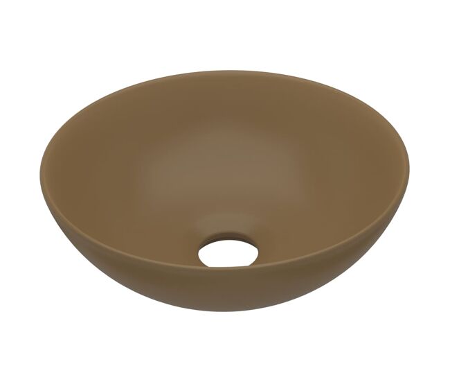 Lavatório - lavabo - pia de banheiro de casa de banho redondo cerâmica creme mate