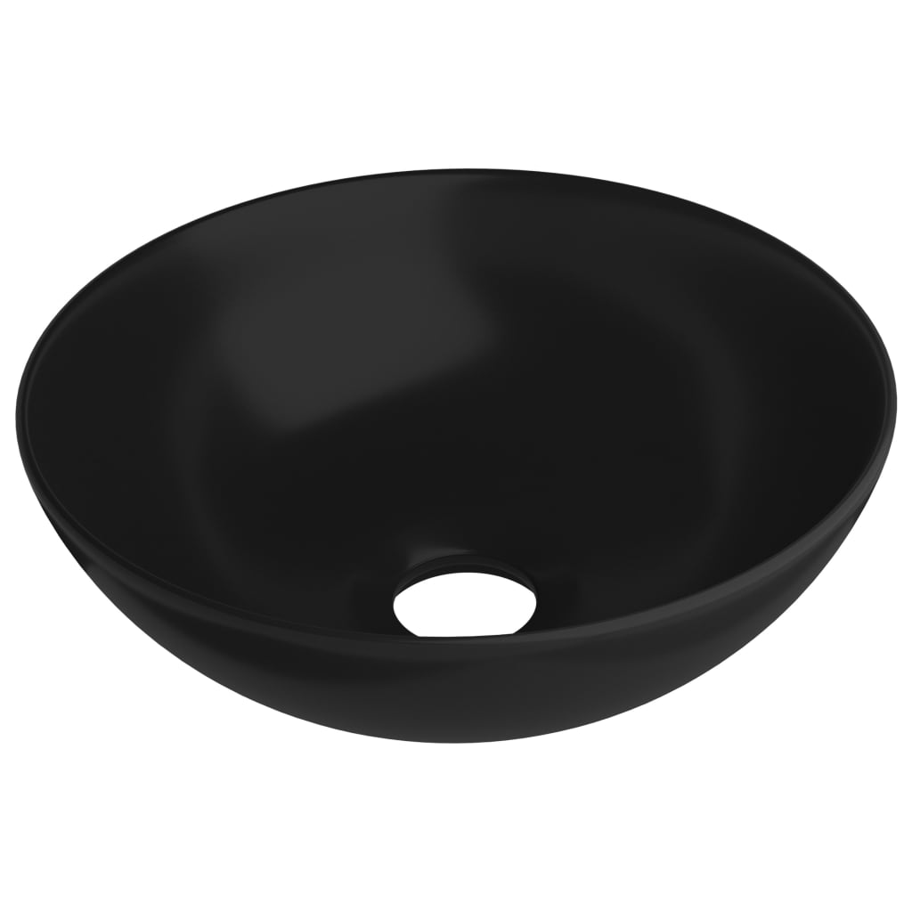 Lavatório - lavabo - pia de banheiro de casa de banho redondo cerâmica preto mate