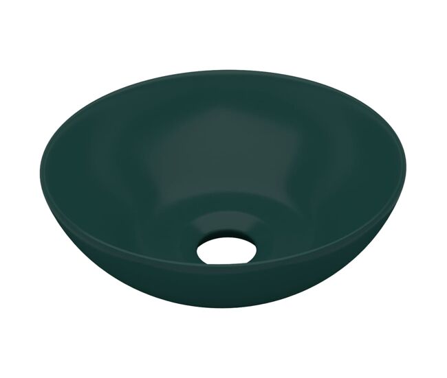 Lavatório - lavabo - pia de banheiro de casa banho redondo cerâmica verde-escuro