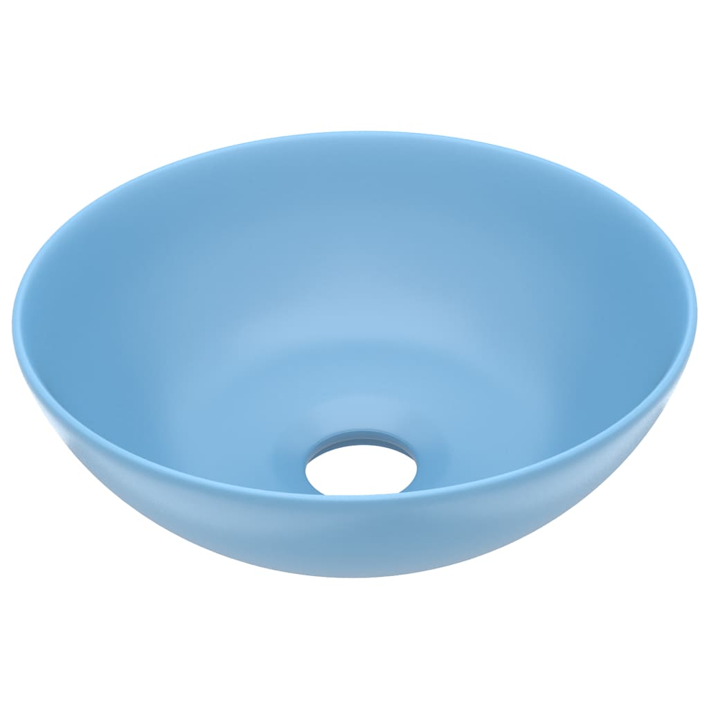 Lavatório - lavabo - pia de banheiro de casa banho redondo cerâmica azul-claro