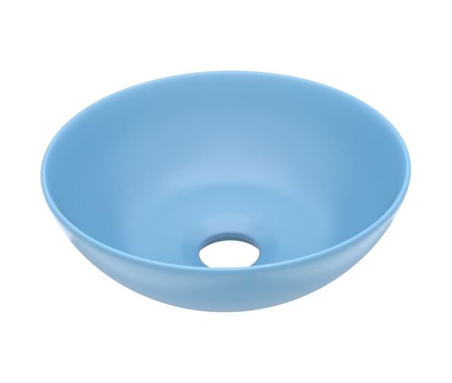 Lavatório - lavabo - pia de banheiro de casa banho redondo cerâmica azul-claro