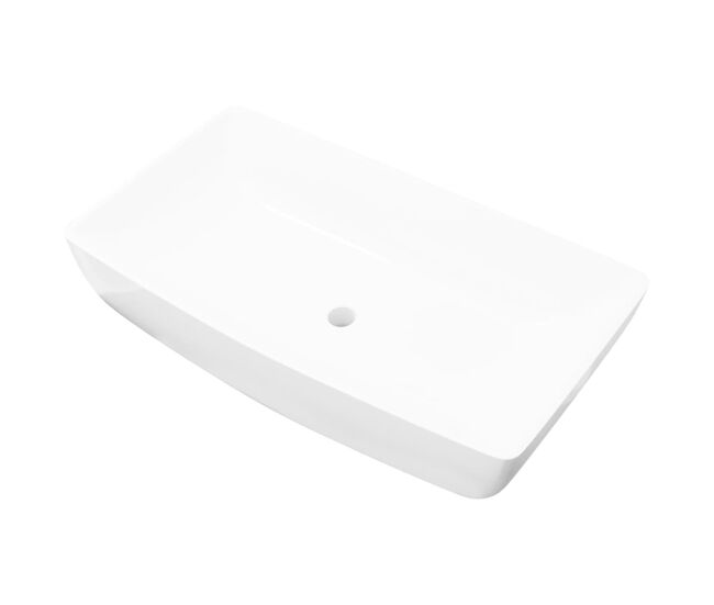 Lavatório - lavabo - pia de banheiro cerâmica de luxo retangular branca 71 x 39 cm