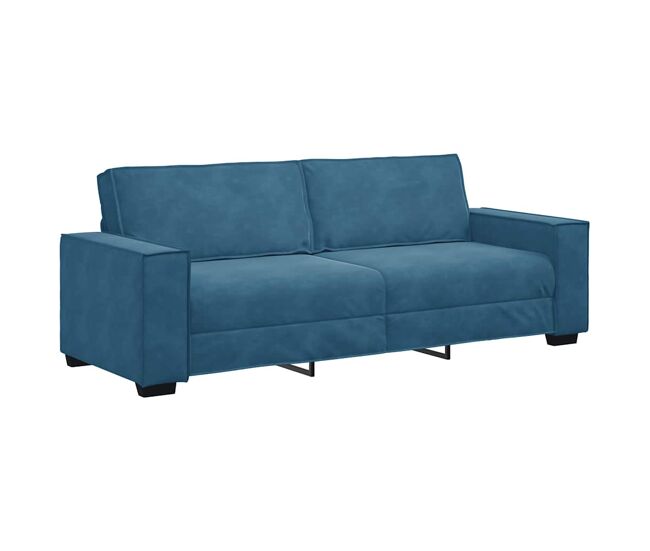 Sofá de 3 lugares - sofá fixo 180 cm veludo azul