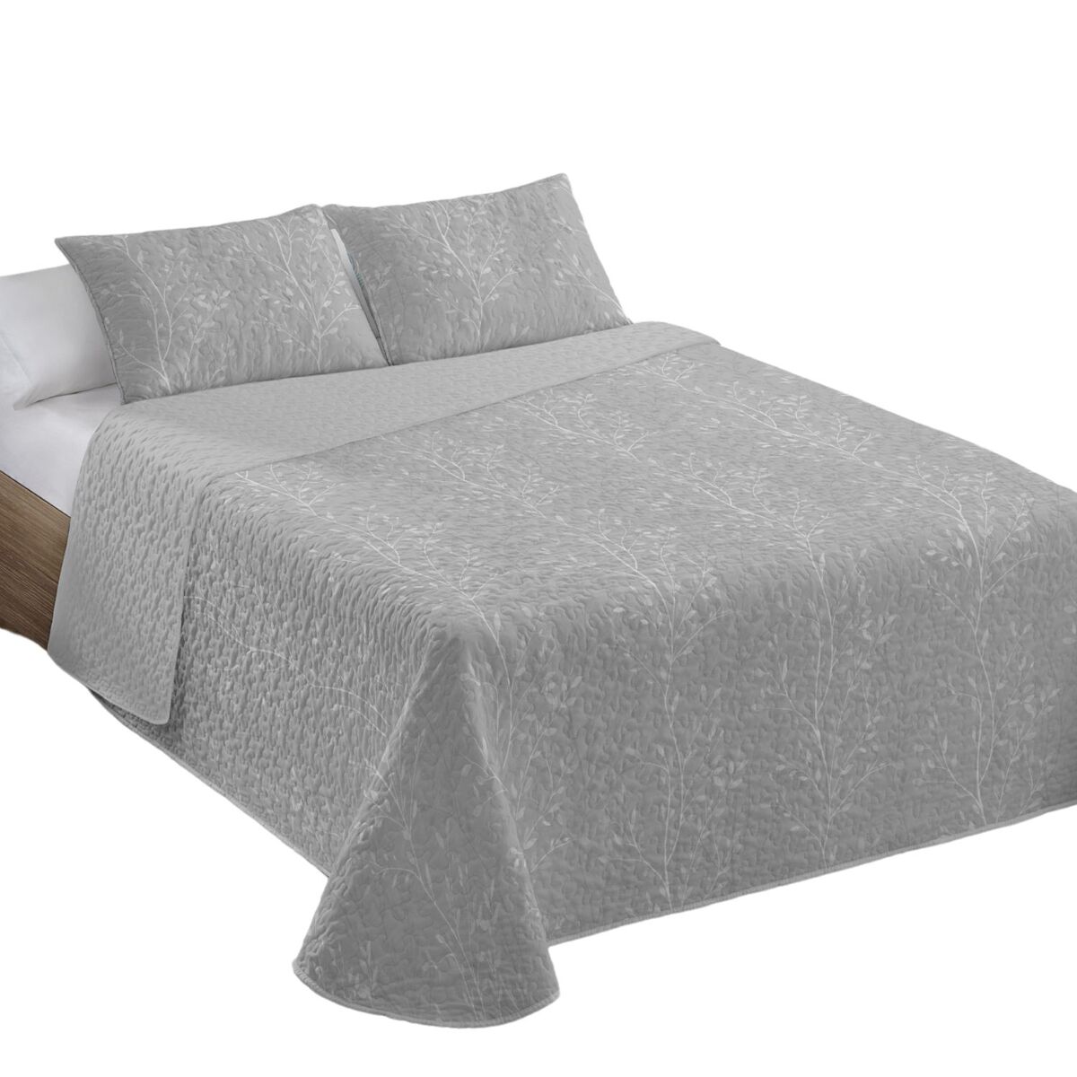 Donegal Collections Colcha Acolchoada Bouti Nute Cama 135Cm Cinza